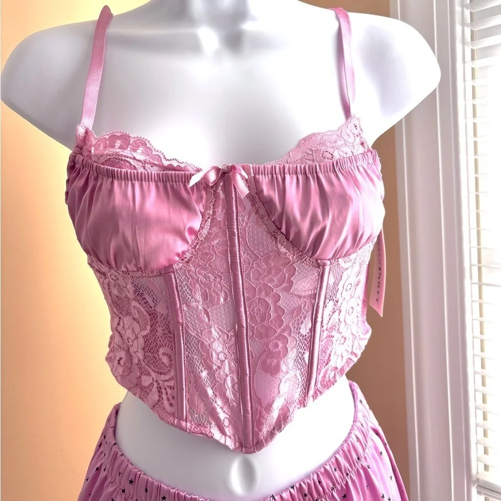 NWT Pink Lace Corset Top | SisterParty | Size: XXS